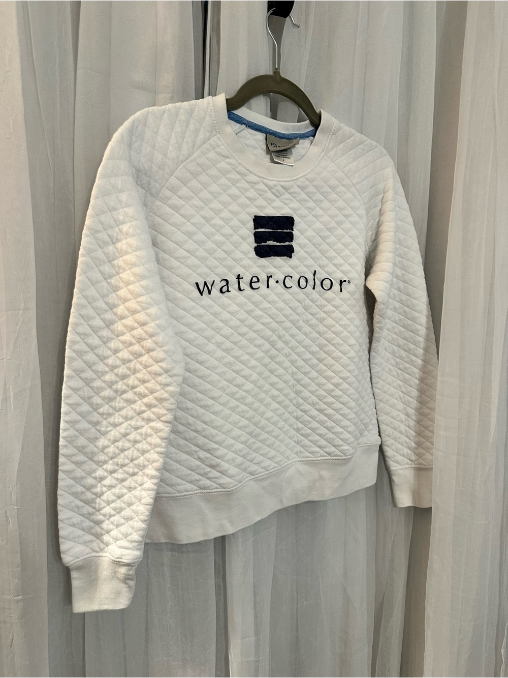 Artisans Watercolor Quilted White Crewneck Sweatshirt